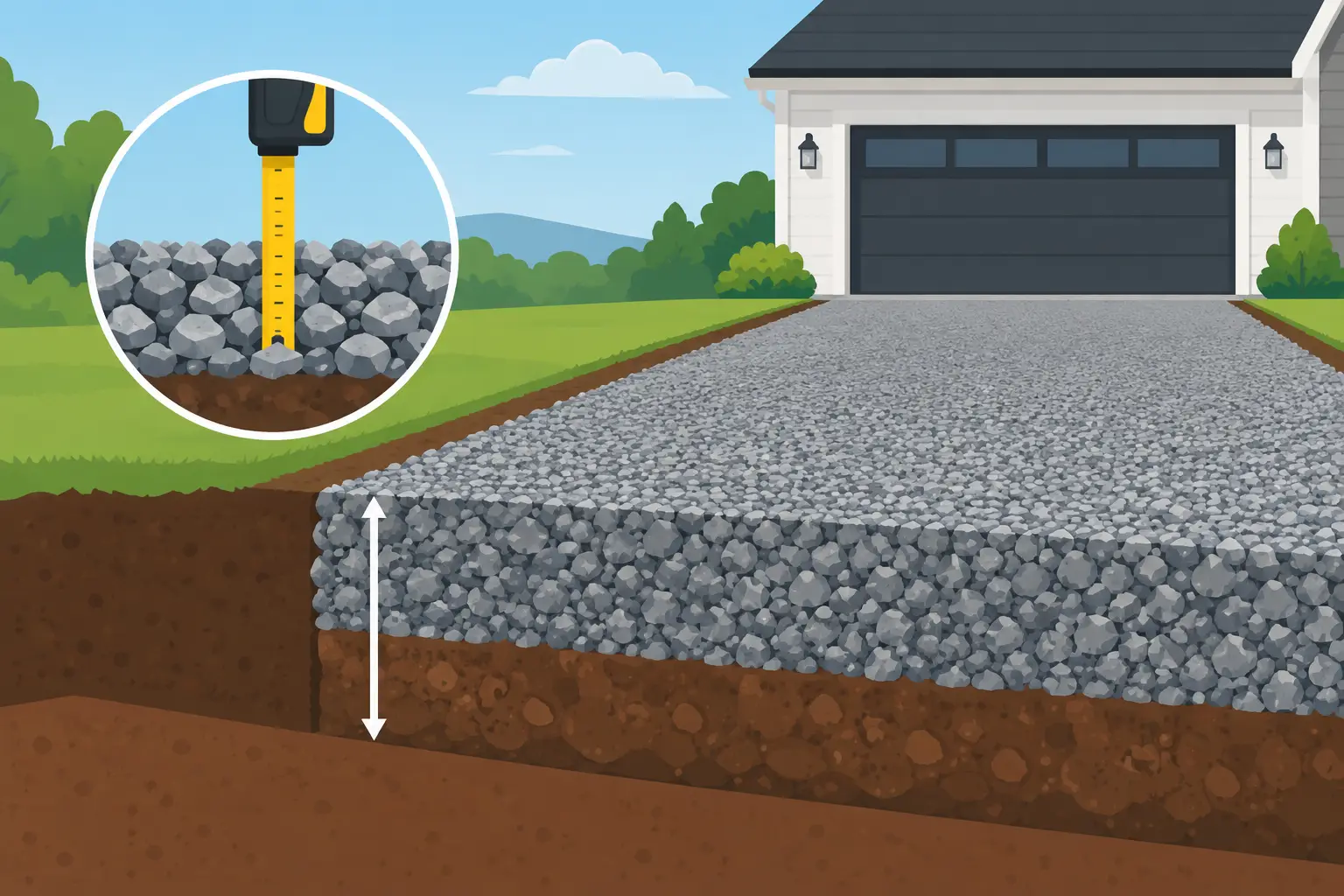 How to Calculate Gravel Depth for a Driveway