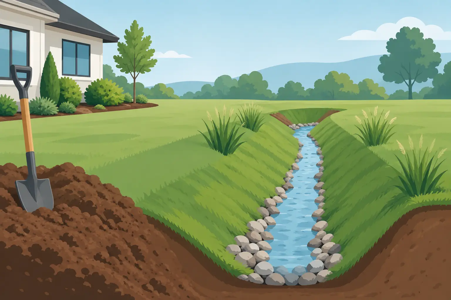 How to Shape Drainage Swales That Work